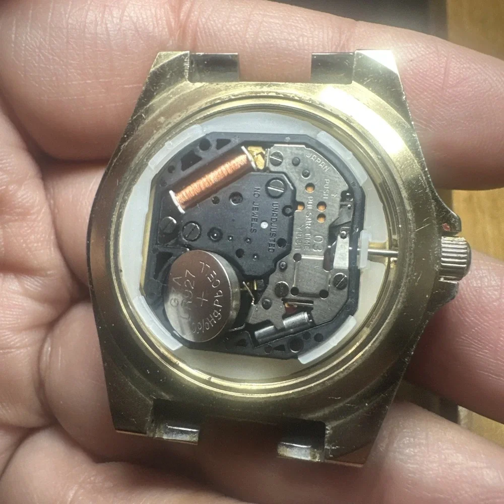 Works VTG Pulsar Divers Mens Watch & Rotating Bezel Quartz 38mm Gold Tone REPAIR